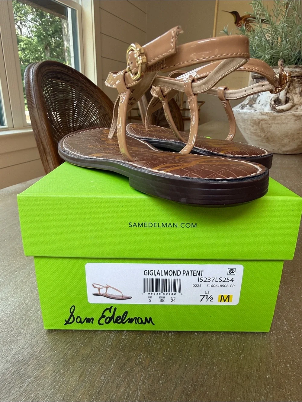 Sam Edelman Brown Croc-Embossed Sandals with Tan Straps